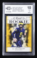 J.J. McCarthy 2023 Leaf Special Release Rookie Achievement Gold #RA30 RC #22/25 (BCCG 10) at PristineAuction.com