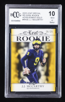 J.J. McCarthy 2023 Leaf Special Release Rookie Achievement Gold #RA30 RC #16/25 (BCCG 10) at PristineAuction.com