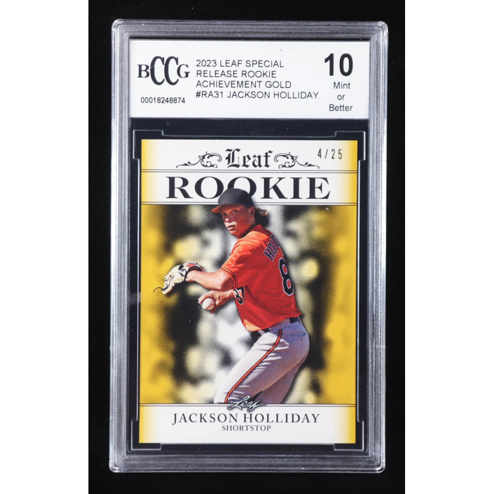 Jackson Holliday 2023 Leaf Special Release Rookie Achievement Gold #RA31 RC #4/25 (BCCG 10) at PristineAuction.com