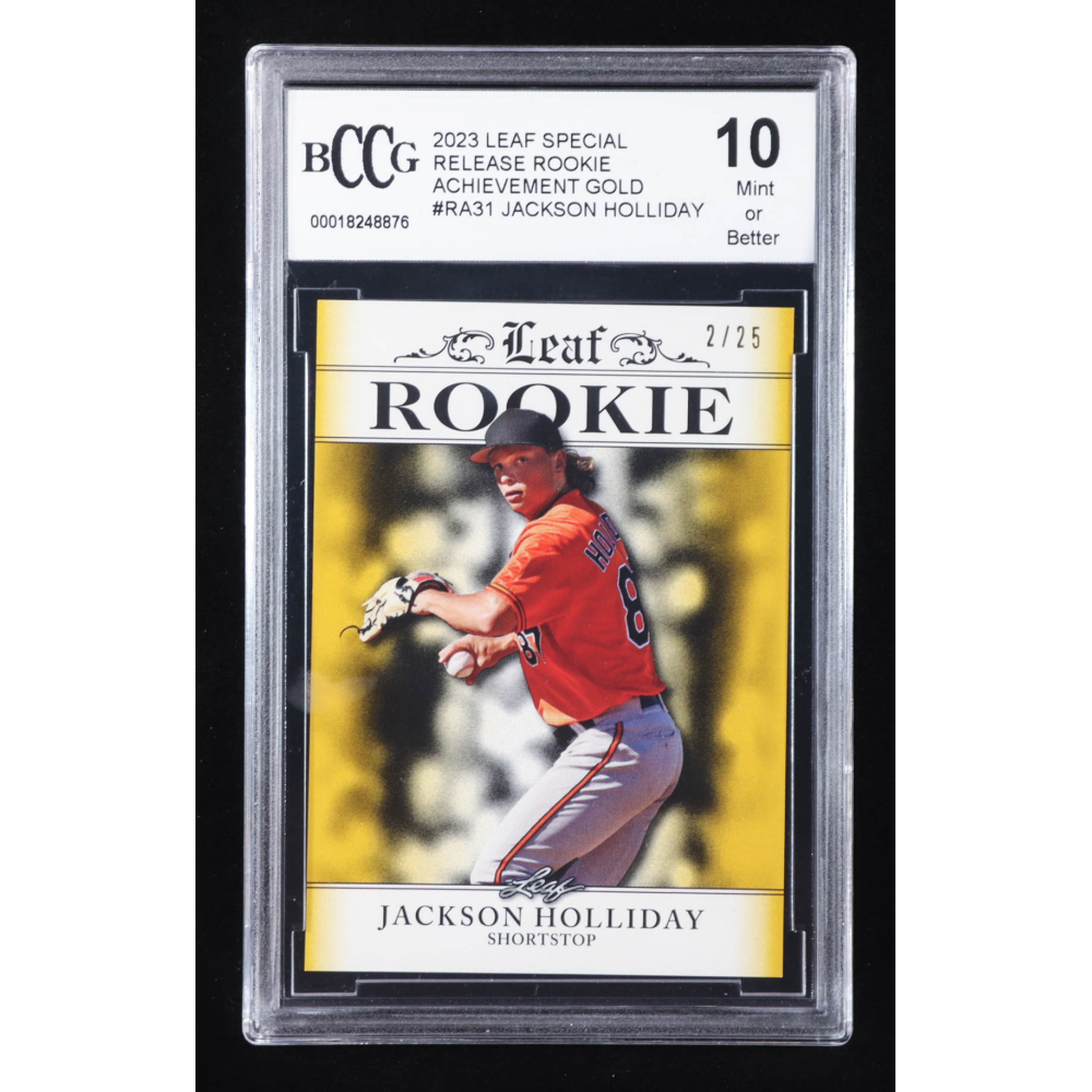 Jackson Holliday 2023 Leaf Special Release Rookie Achievement Gold #RA31 RC #2/25 (BCCG 10) at PristineAuction.com