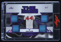 Hank Aaron 2024 Leaf Ultimate Sports The Immortals Game-Used Memorabilia Purple #I-6 #6/7 at PristineAuction.com