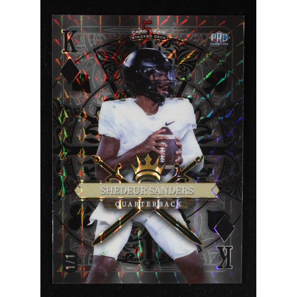 Shedeur Sanders 2024 Wild Card 5 Card Draw Stacked Deck King of Diamonds Mosaic Black #SDPDSSN #1/1 at PristineAuction.com