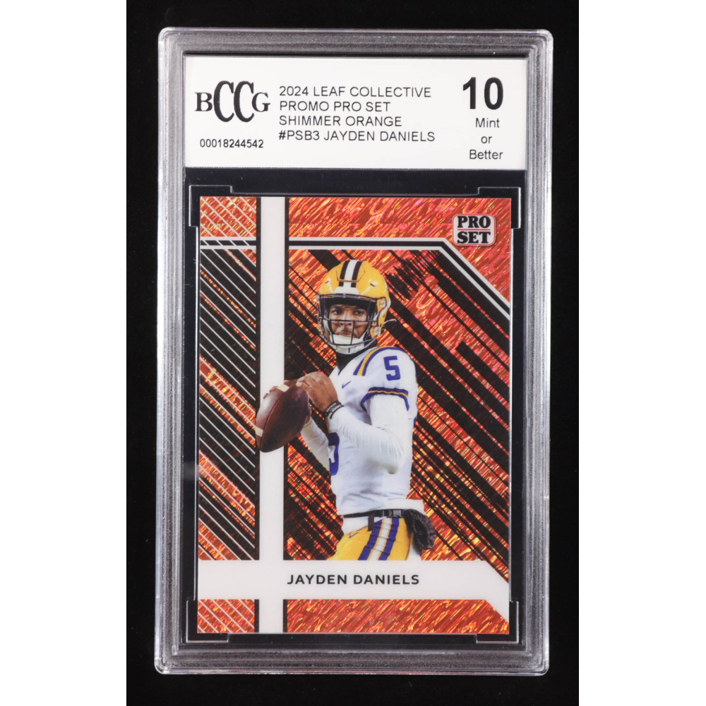 Jayden Daniels 2024 Leaf Collective Promo Pro Set Shimmer Orange #PSB3 RC #264/299 (BCCG 10) at PristineAuction.com