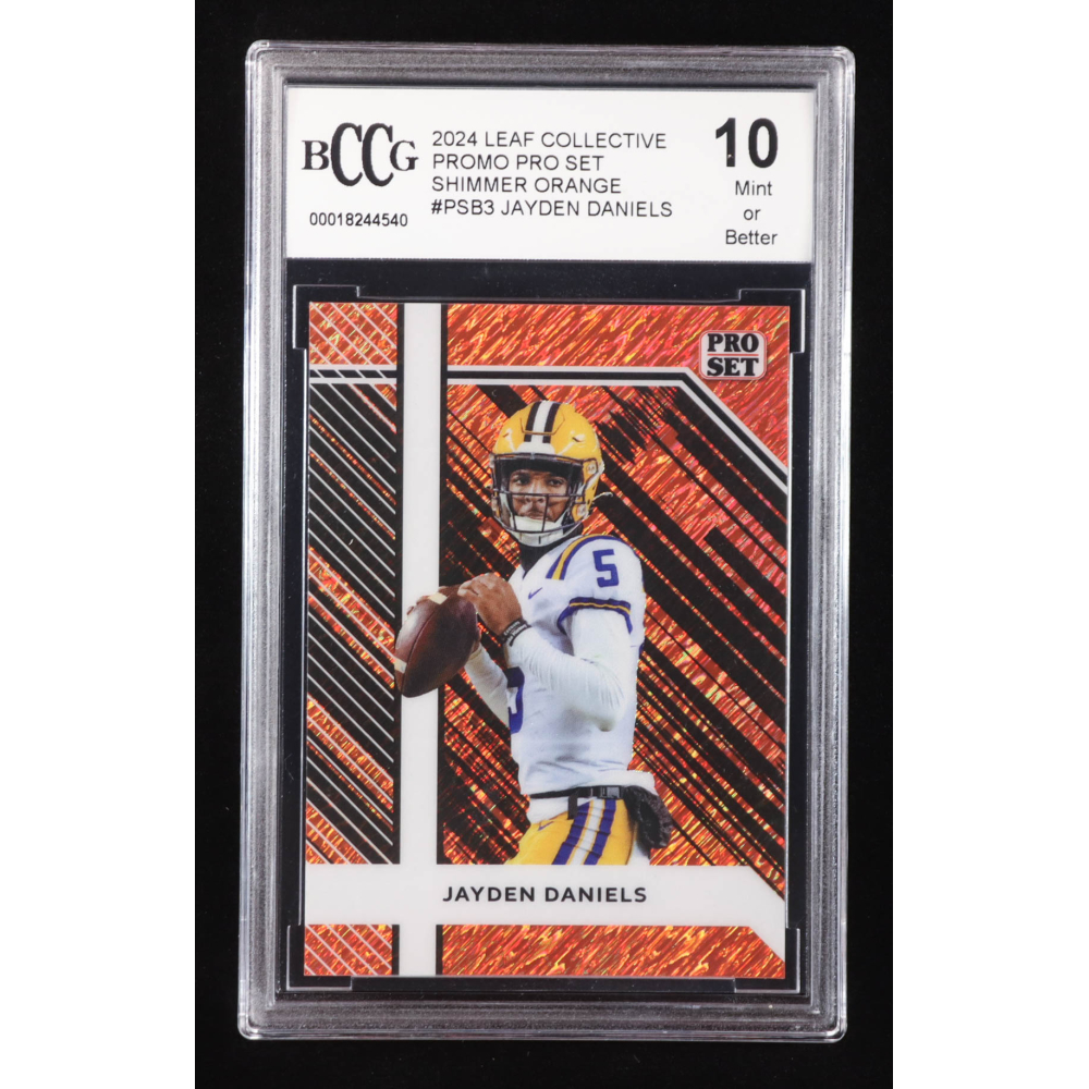 Jayden Daniels 2024 Leaf Collective Promo Pro Set Shimmer Orange #PSB3 RC #165/299 (BCCG 10) at PristineAuction.com