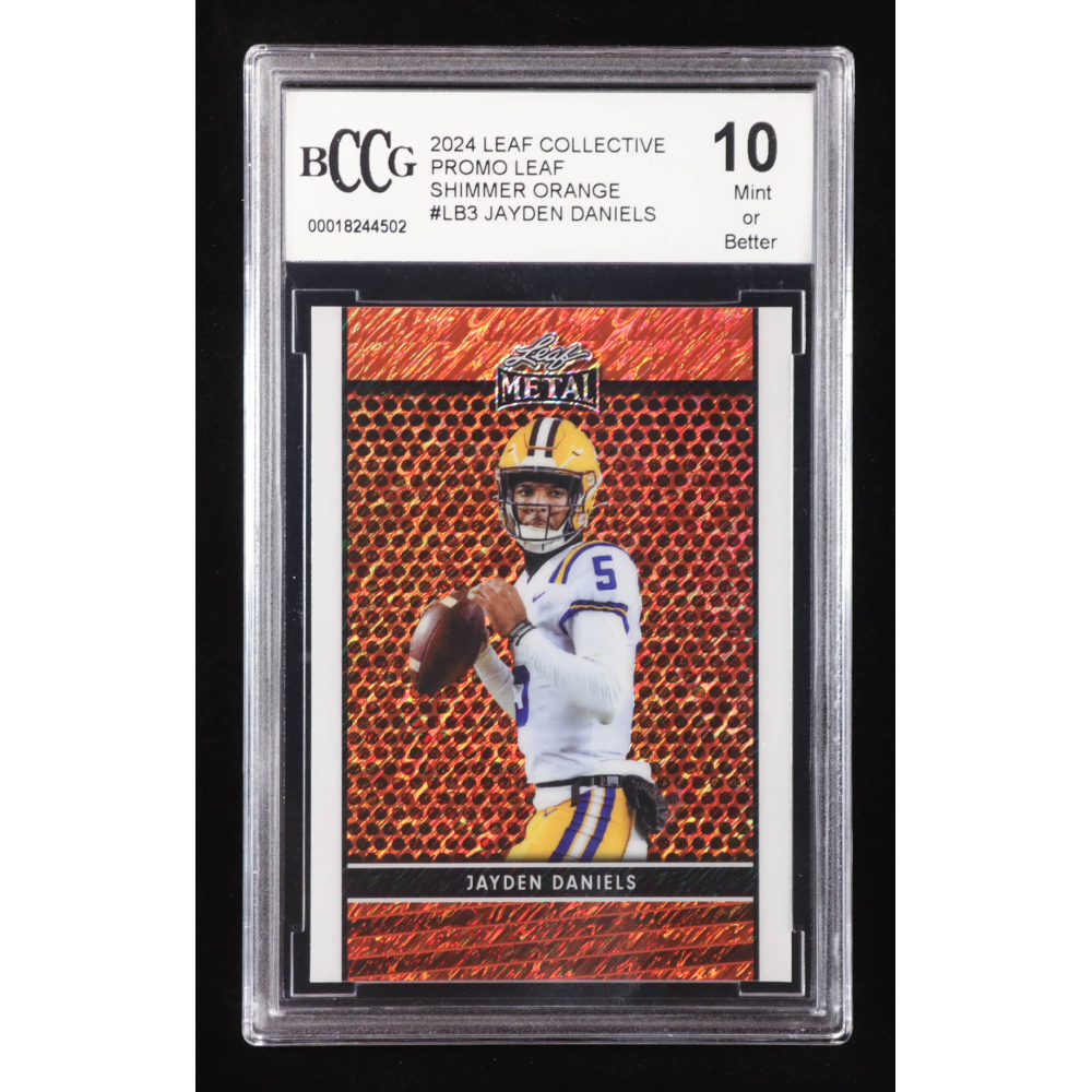 Jayden Daniels 2024 Leaf Collective Promo Leaf Shimmer Orange #LB3 RC #240/299 (BCCG 10) at PristineAuction.com