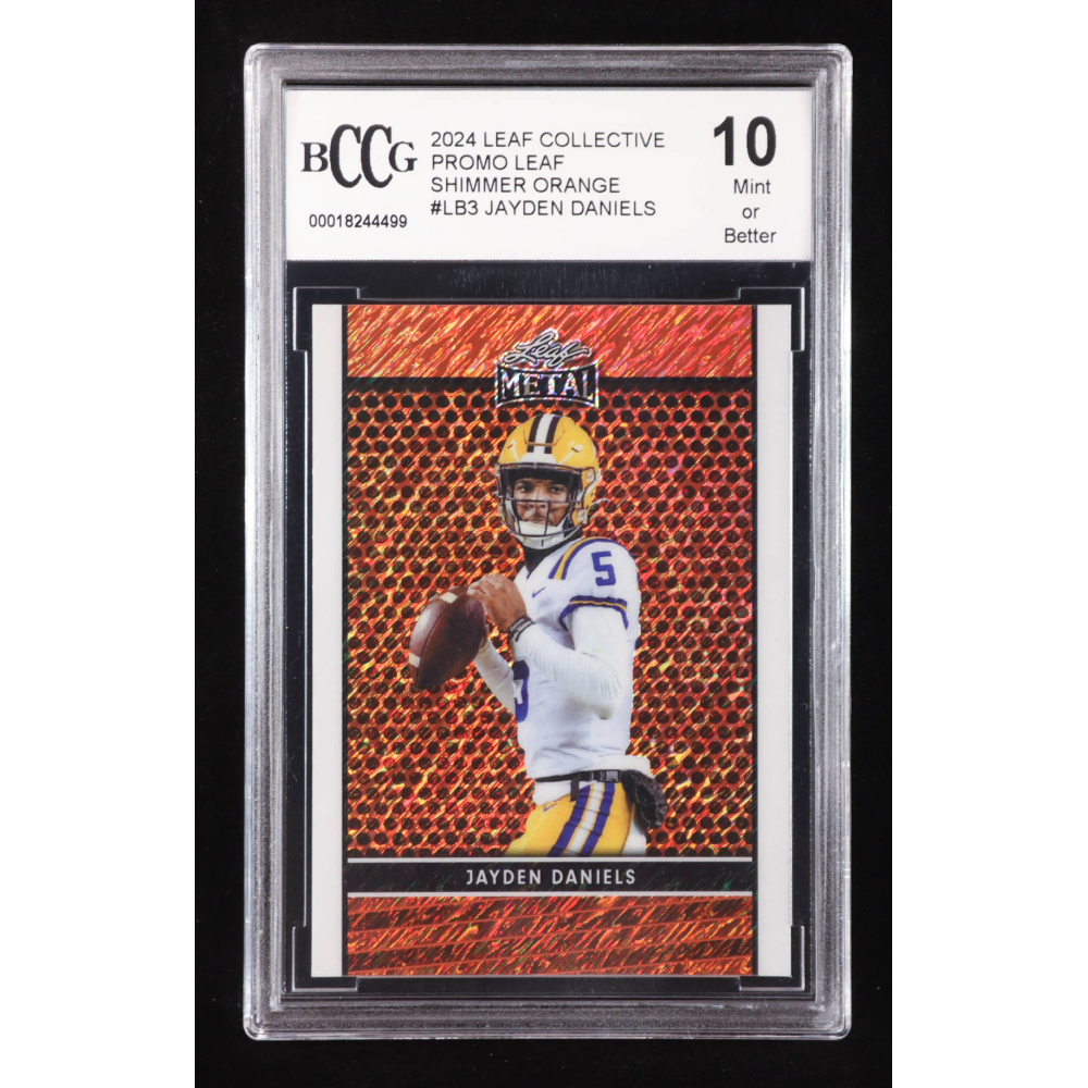 Jayden Daniels 2024 Leaf Collective Promo Leaf Shimmer Orange #LB3 RC #105/299 (BCCG 10) at PristineAuction.com