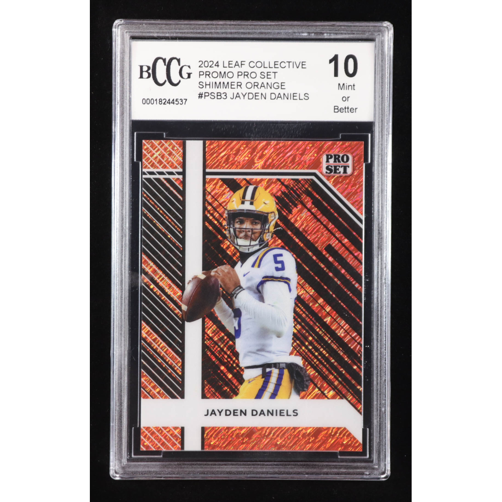 Jayden Daniels 2024 Leaf Collective Promo Pro Set Shimmer Orange #PSB3 RC #168/299 (BCCG 10) at PristineAuction.com