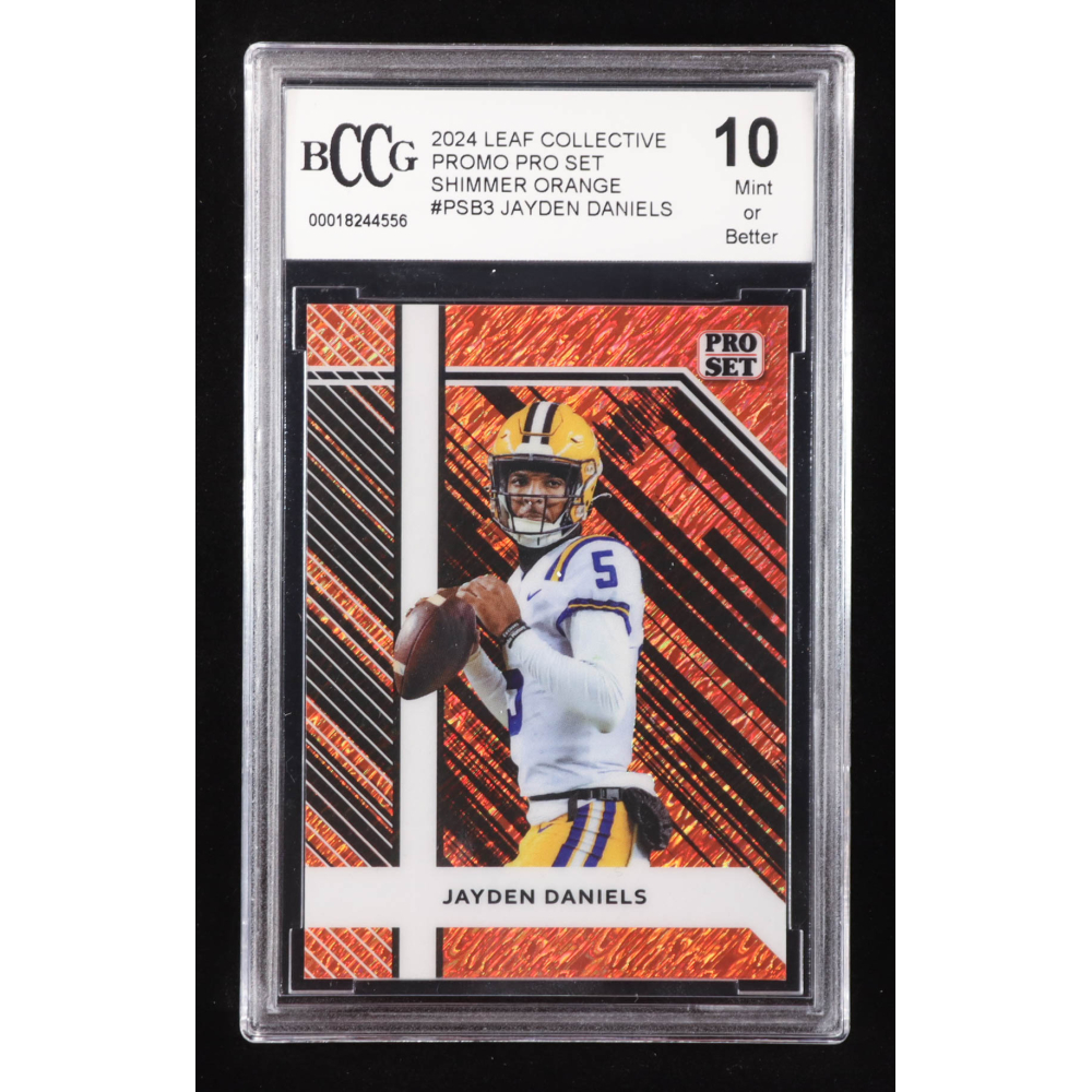 Jayden Daniels 2024 Leaf Collective Promo Pro Set Shimmer Orange #PSB3 RC #250/299 (BCCG 10) at PristineAuction.com