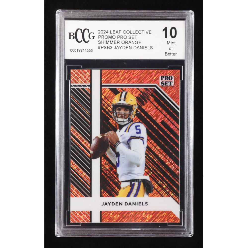 Jayden Daniels 2024 Leaf Collective Promo Pro Set Shimmer Orange #PSB3 RC #7/299 (BCCG 10) at PristineAuction.com