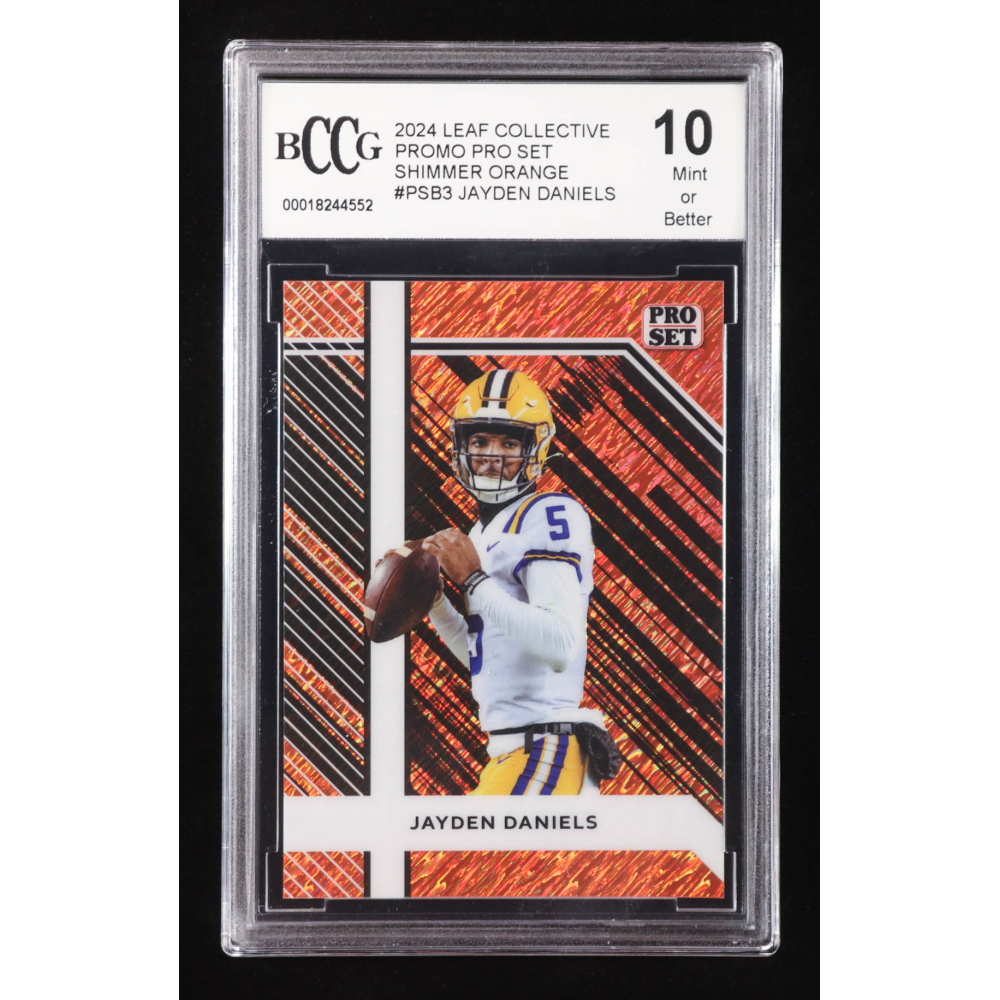 Jayden Daniels 2024 Leaf Collective Promo Pro Set Shimmer Orange #PSB3 RC #170/299 (BCCG 10) at PristineAuction.com