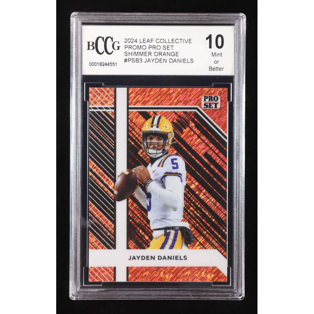 Jayden Daniels 2024 Leaf Collective Promo Pro Set Shimmer Orange #PSB3 RC #263/299 (BCCG 10) at PristineAuction.com
