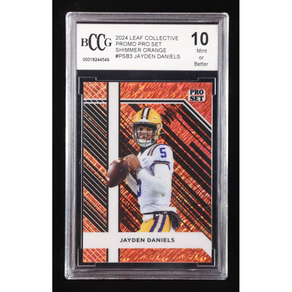 Jayden Daniels 2024 Leaf Collective Promo Pro Set Shimmer Orange #PSB3 RC #214/299 (BCCG 10) at PristineAuction.com