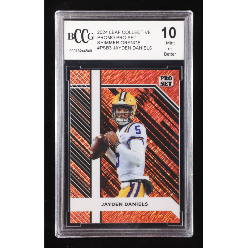 Jayden Daniels 2024 Leaf Collective Promo Pro Set Shimmer Orange #PSB3 RC #6/299 (BCCG 10) at PristineAuction.com