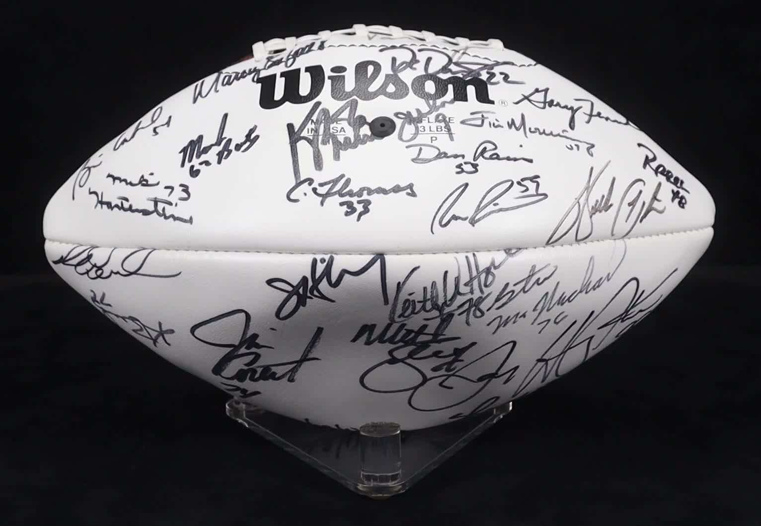 Walter Payton, Mike Singletary, Dan Hampton, Steve McMichael | 1985 Bears Super Bowl XX Football Team-Signed By (41) (Beckett) at PristineAuction.com