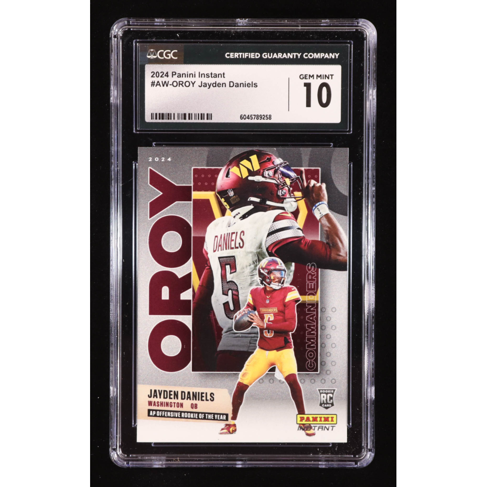 Jayden Daniels 2024 Panini Instant Award Winners #AWOROY RC (CGC 10) at PristineAuction.com Jayden Daniels 2024 Panini Instant Award Winners #AWOROY RC (CGC 10) at PristineAuction.com
