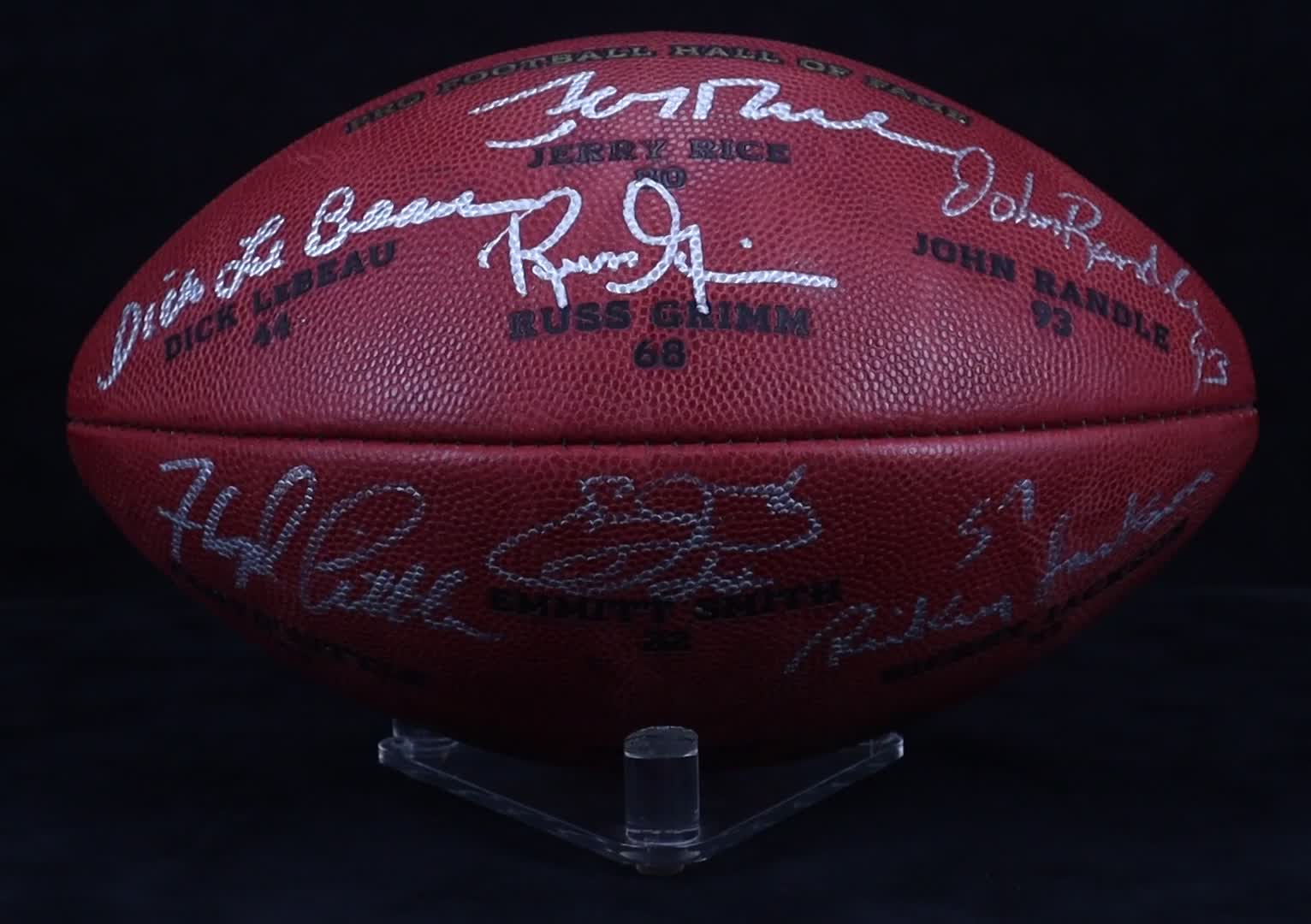 Jerry Rice, Emmitt Smith, Dick LeBeau | Pro Football Hall of Fame Class of 2010 NFL Football Signed By (7) (Beckett) at PristineAuction.com Jerry Rice, Emmitt Smith, Dick LeBeau | Pro Football Hall of Fame Class of 2010 NFL Football Signed By (7) (Beckett) at PristineAuction.com