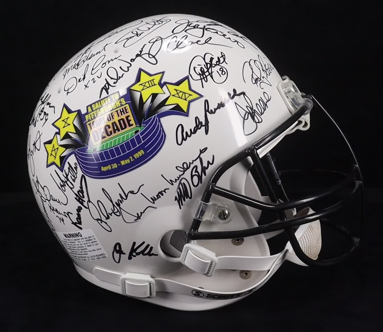 Terry Bradshaw, Joe Greene, Lynn Swann, Jack Ham, Jack Lambert | "Steelers Super Bowl Winners of the 1970's" LE Full-Size Authentic On-Field Helmet #81/100 Signed By (55) (Beckett) at PristineAuction.com