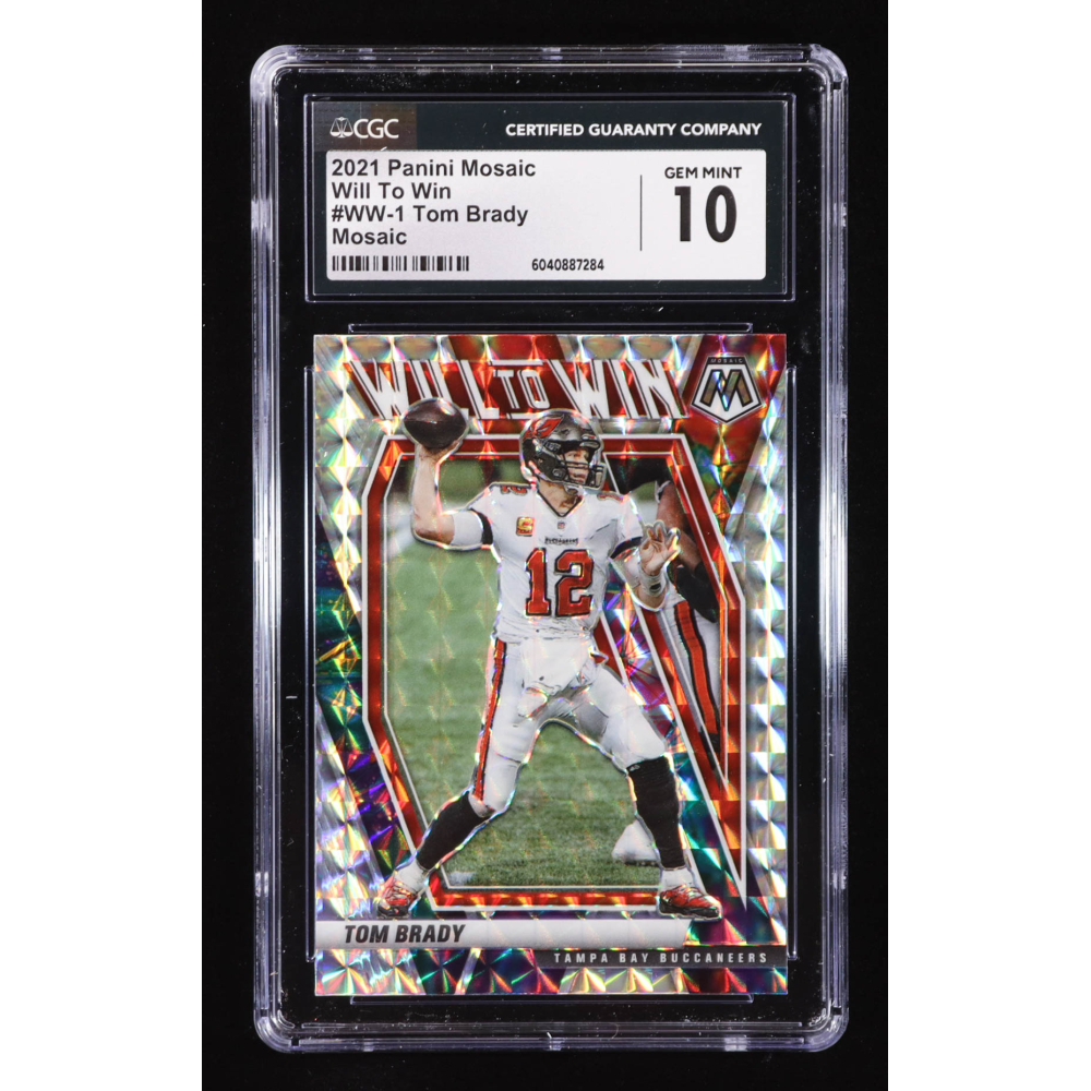 Tom Brady 2021 Panini Mosaic Will to Win Mosaic #1 (CGC 10) at PristineAuction.com
