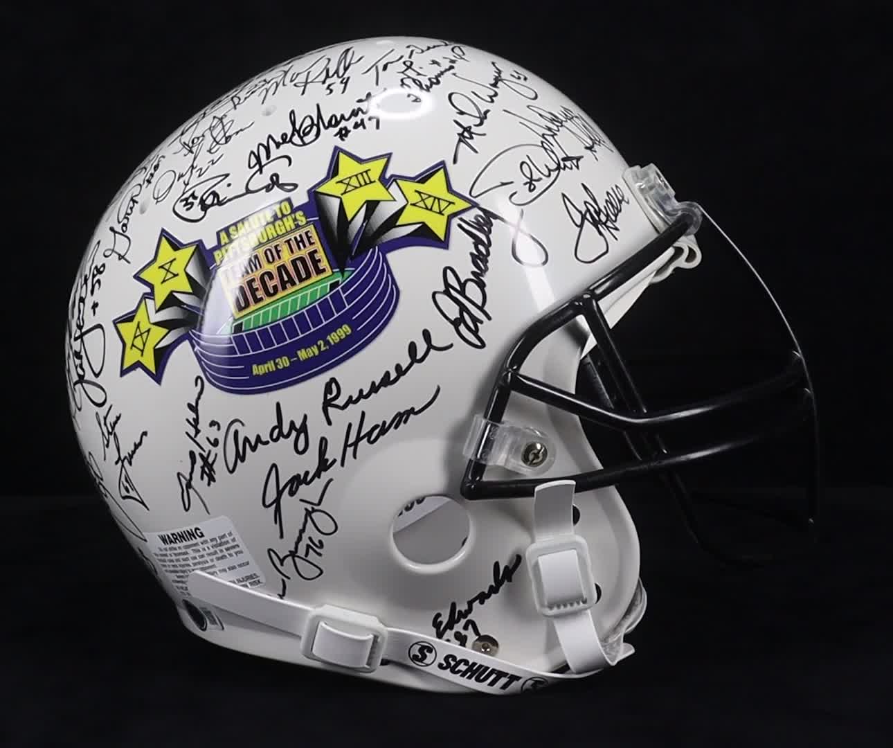 Terry Bradshaw, Joe Greene, Lynn Swann, Jack Ham, Jack Lambert | "Steelers Super Bowl Winners of the 1970's" Full-Size Authentic On-Field Helmet Signed By (55) (Beckett) at PristineAuction.com Terry Bradshaw, Joe Greene, Lynn Swann, Jack Ham, Jack Lambert | "Steelers Super Bowl Winners of the 1970's" Full-Size Authentic On-Field Helmet Signed By (55) (Beckett) at PristineAuction.com