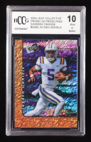 Jayden Daniels 2024 Leaf Collective Promo '00 Press Pass Shimmer Orange #20B3 RC #81/299 (BCCG 10) at PristineAuction.com
