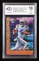 Jayden Daniels 2024 Leaf Collective Promo '00 Press Pass Shimmer Orange #20B3 RC #14/299 (BCCG 10) at PristineAuction.com