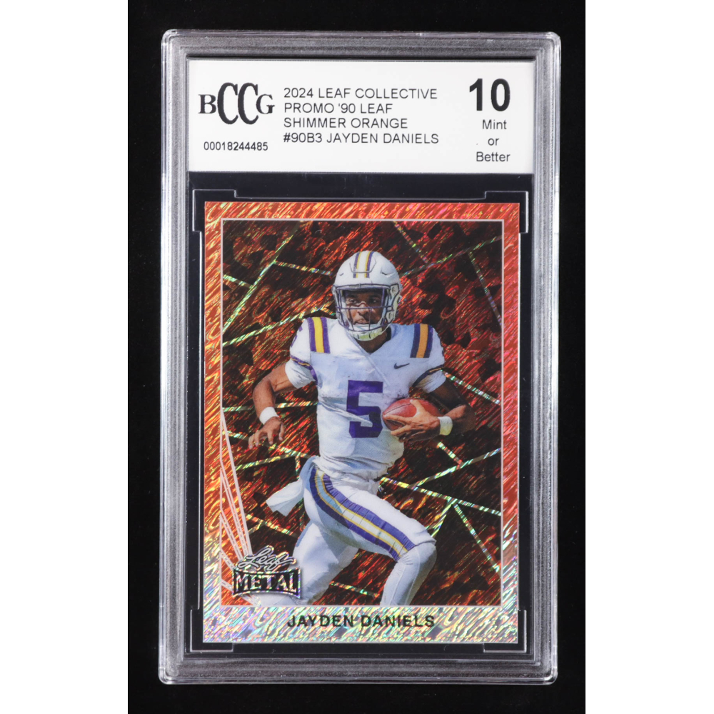 Jayden Daniels 2024 Leaf Collective Promo '90 Leaf Shimmer Orange #90B3 RC #71/299 (BCCG 10) at PristineAuction.com