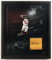 Michael Jordan Signed Bulls LE Custom Framed Game-Used Floor Piece #6/123 (UDA & GOAT) at PristineAuction.com