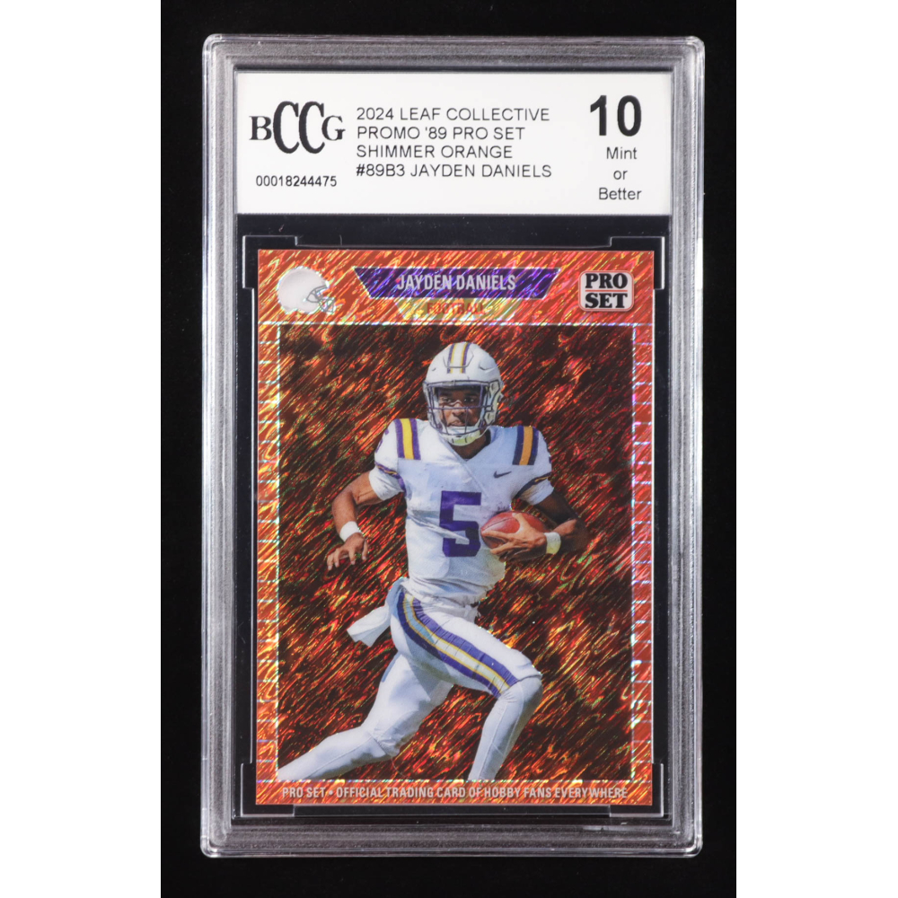 Jayden Daniels 2024 Leaf Collective Promo '89 Pro Set Shimmer Orange #89B3 RC #119/299 (BCCG 10) at PristineAuction.com