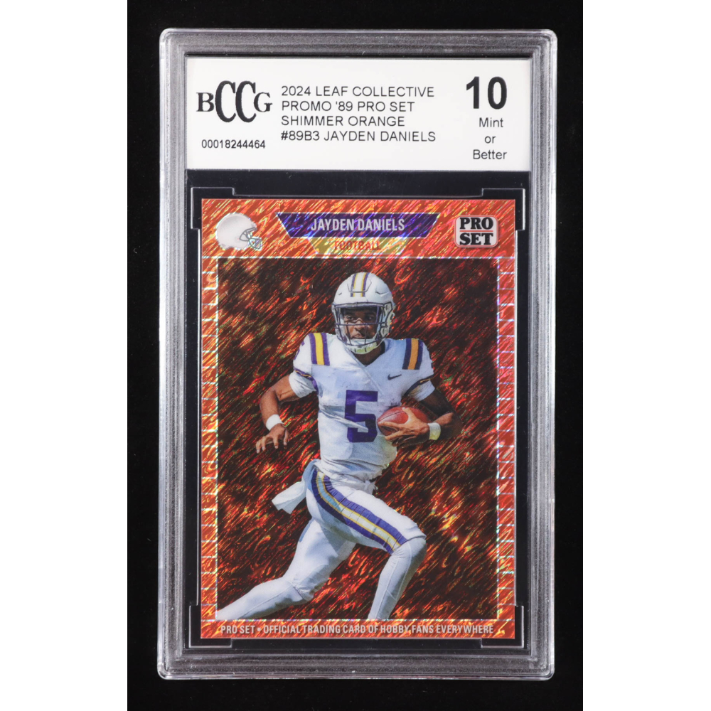 Jayden Daniels 2024 Leaf Collective Promo '89 Pro Set Shimmer Orange #89B3 RC #36/299 (BCCG 10) at PristineAuction.com