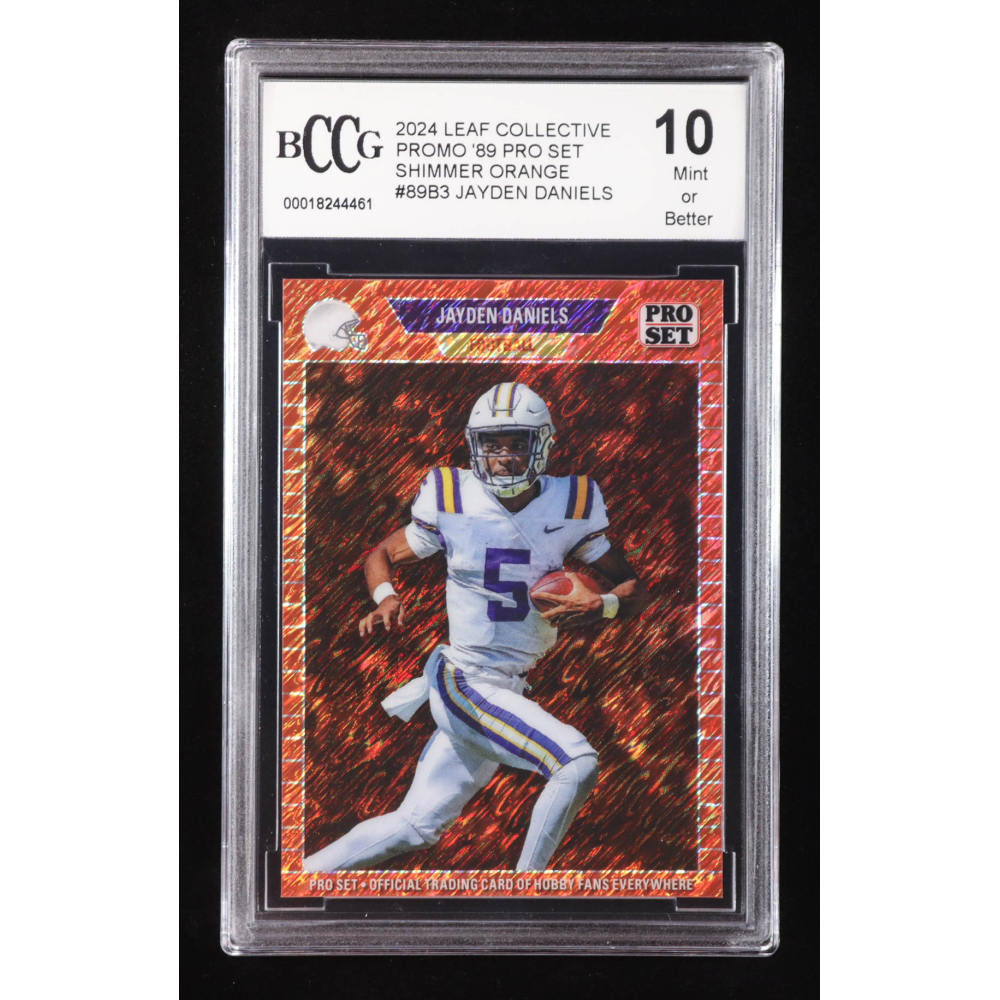 Jayden Daniels 2024 Leaf Collective Promo '89 Pro Set Shimmer Orange #89B3 RC #32/299 (BCCG 10) at PristineAuction.com