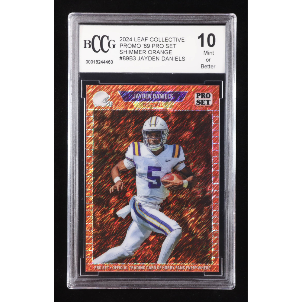 Jayden Daniels 2024 Leaf Collective Promo '89 Pro Set Shimmer Orange #89B3 RC #118/299 (BCCG 10) at PristineAuction.com