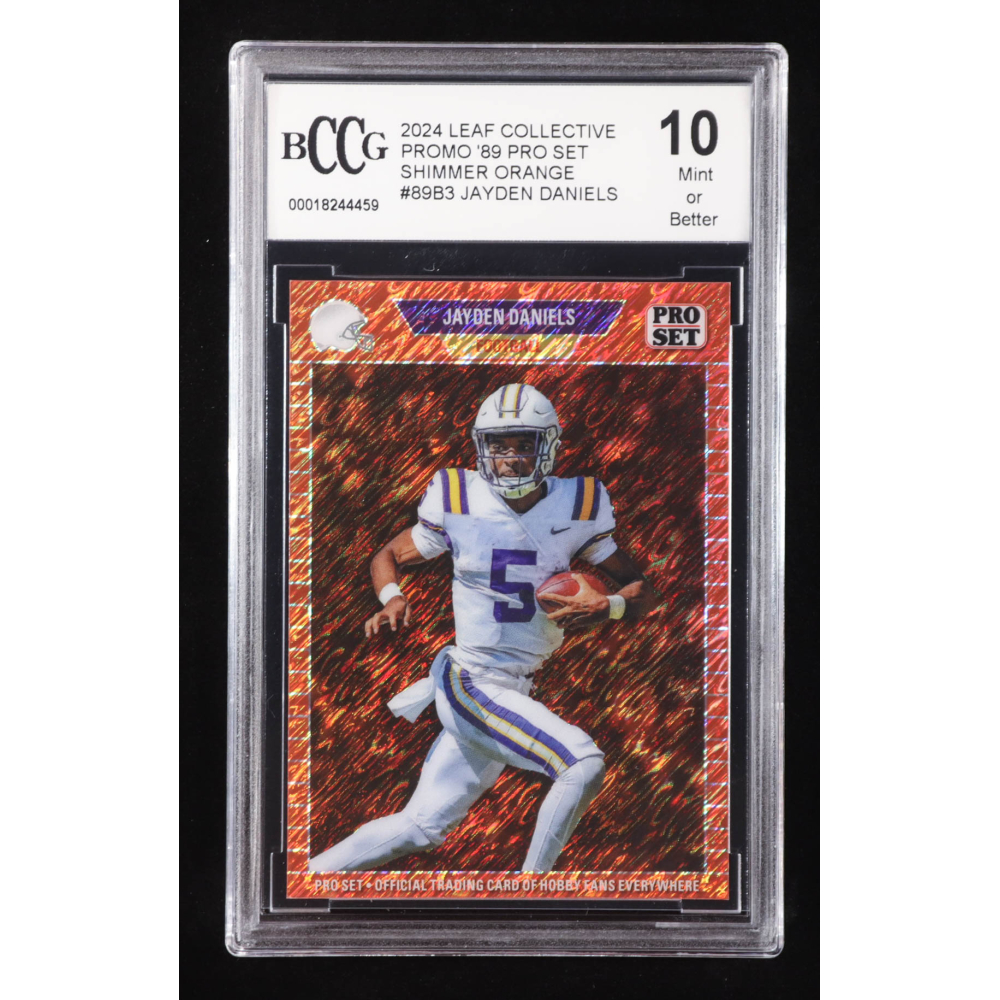 Jayden Daniels 2024 Leaf Collective Promo '89 Pro Set Shimmer Orange #89B3 RC #57/299 (BCCG 10) at PristineAuction.com