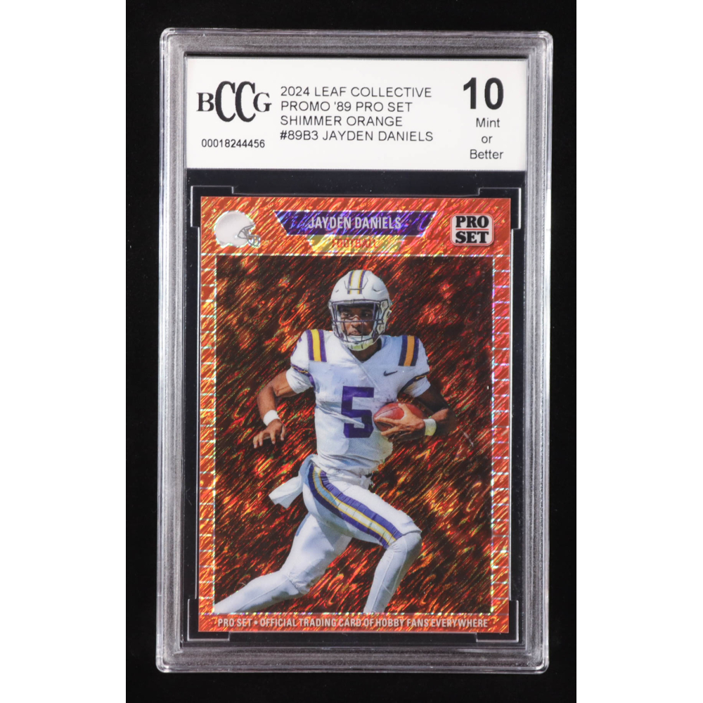 Jayden Daniels 2024 Leaf Collective Promo '89 Pro Set Shimmer Orange #89B3 RC #246/299 (BCCG 10) at PristineAuction.com