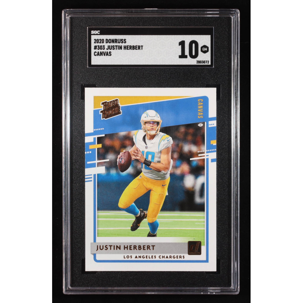 Justin Herbert 2020 Donruss Canvas #303 RR RC (SGC 10) at PristineAuction.com