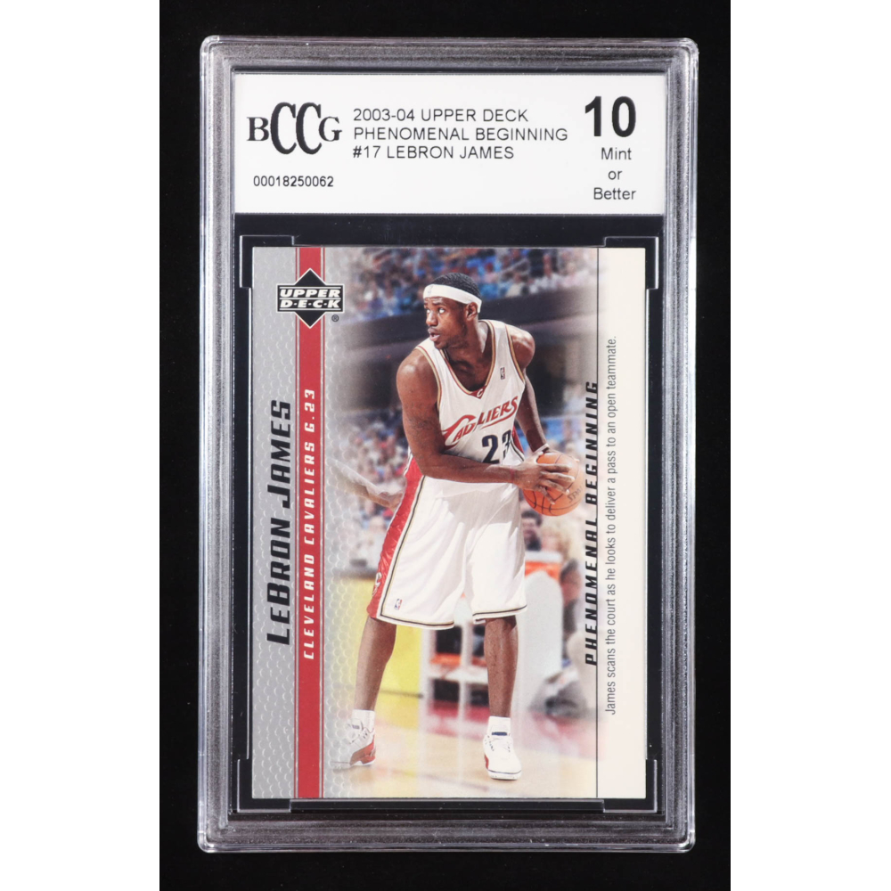 LeBron James 2003-04 Upper Deck Phenomenal Beginning LeBron James #17 RC / James Scans the Court (BCCG 10) at PristineAuction.com