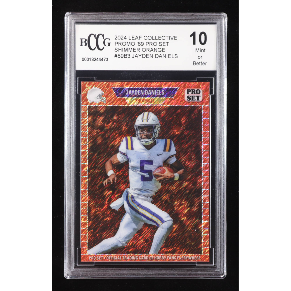 Jayden Daniels 2024 Leaf Collective Promo '89 Pro Set Shimmer Orange #89B3 RC #86/299 (BCCG 10) at PristineAuction.com