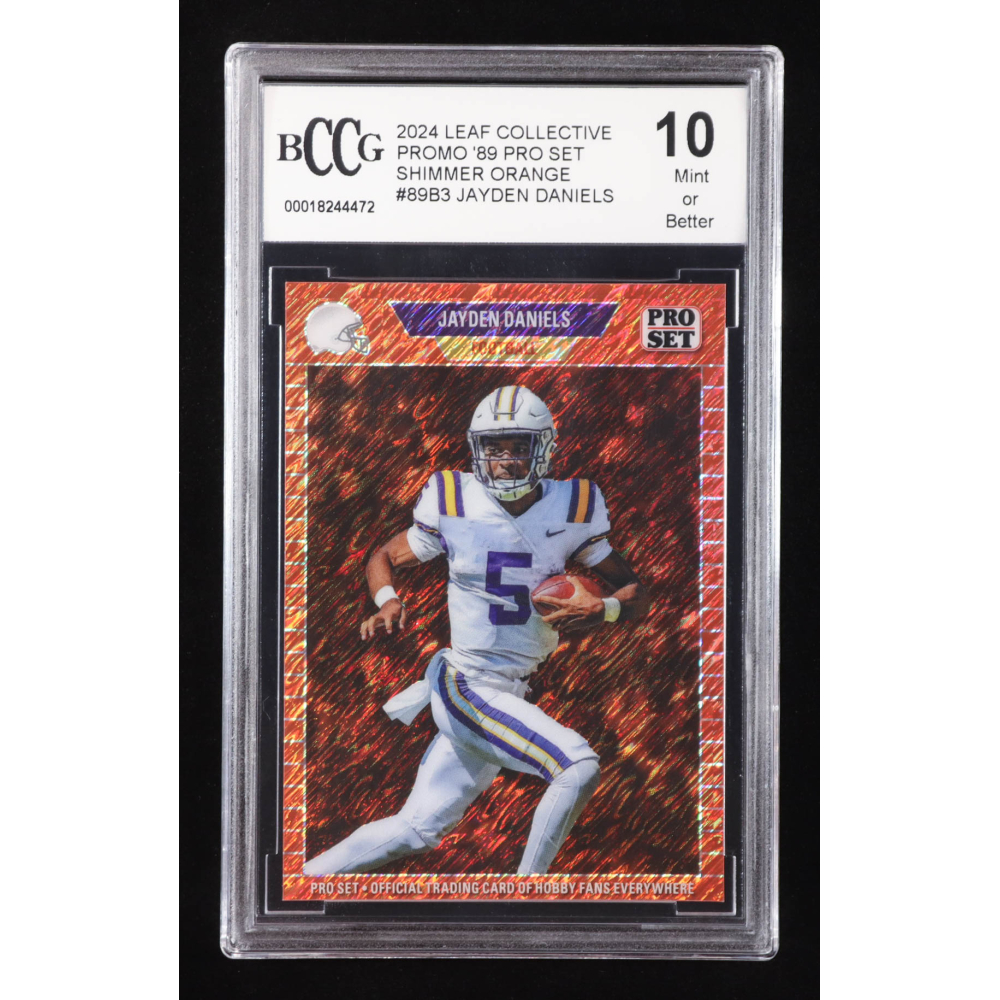 Jayden Daniels 2024 Leaf Collective Promo '89 Pro Set Shimmer Orange #89B3 RC #136/299 (BCCG 10) at PristineAuction.com