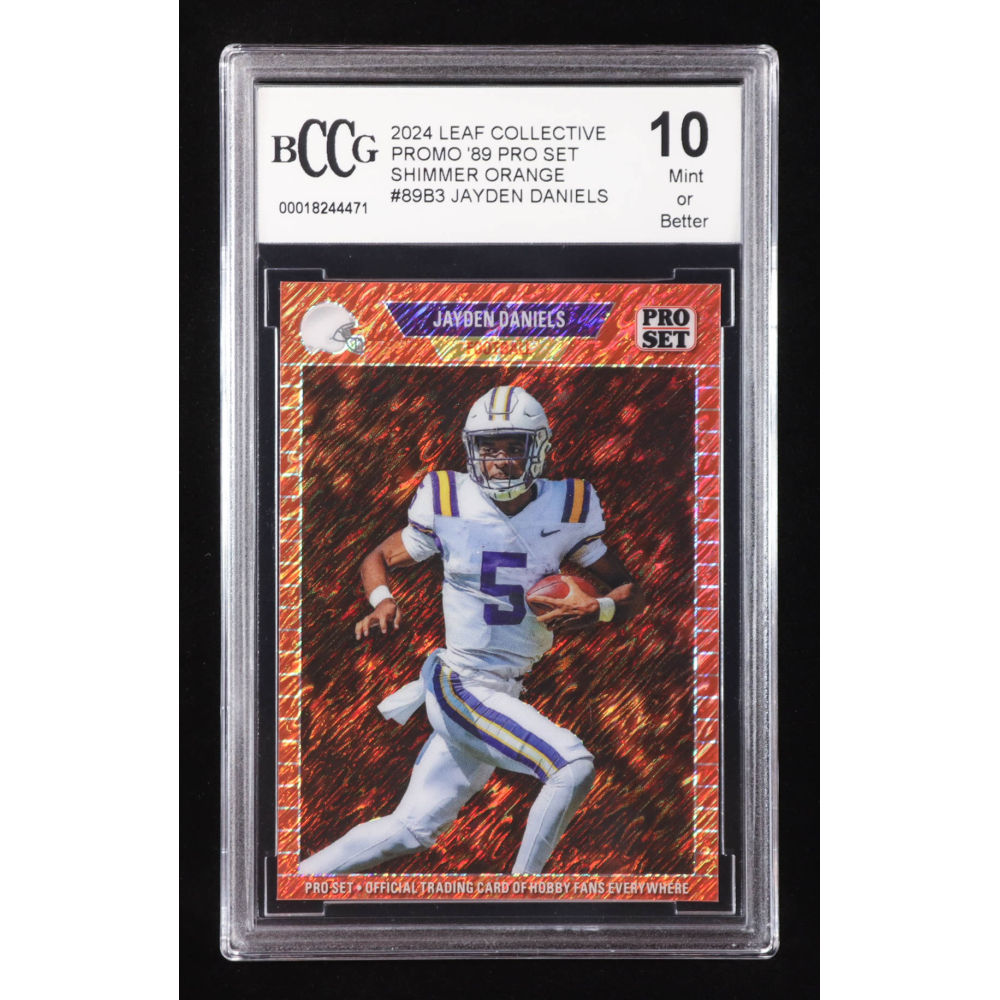 Jayden Daniels 2024 Leaf Collective Promo '89 Pro Set Shimmer Orange #89B3 RC #187/299 (BCCG 10) at PristineAuction.com