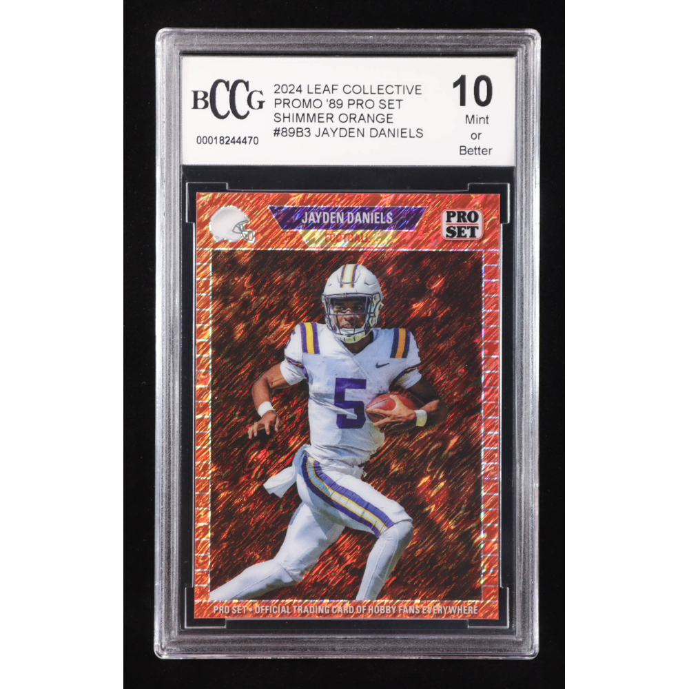 Jayden Daniels 2024 Leaf Collective Promo '89 Pro Set Shimmer Orange #89B3 RC #37/299 (BCCG 10) at PristineAuction.com