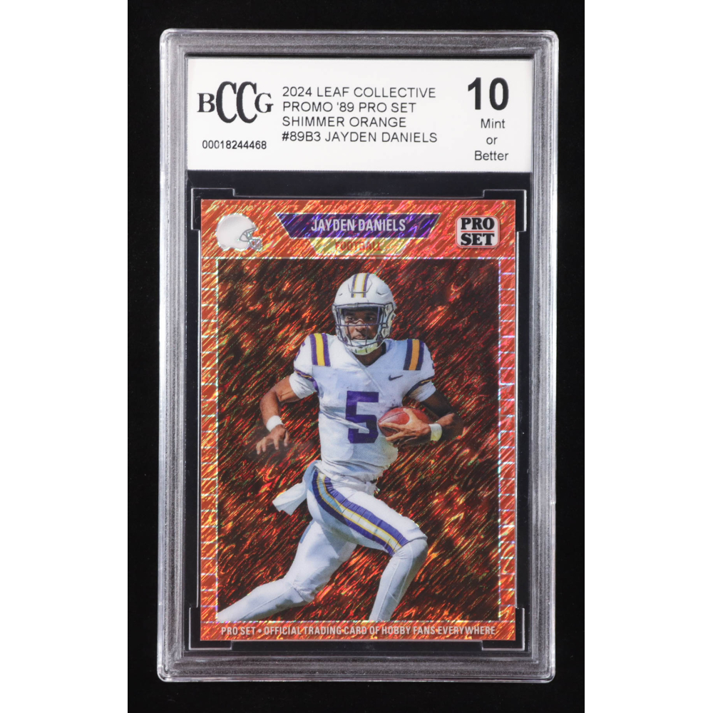 Jayden Daniels 2024 Leaf Collective Promo '89 Pro Set Shimmer Orange #89B3 RC #115/299 (BCCG 10) at PristineAuction.com