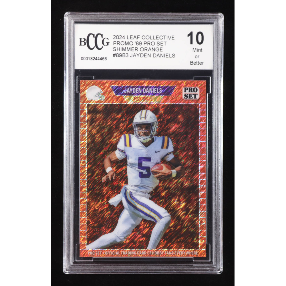 Jayden Daniels 2024 Leaf Collective Promo '89 Pro Set Shimmer Orange #89B3 RC #114/299 (BCCG 10) at PristineAuction.com
