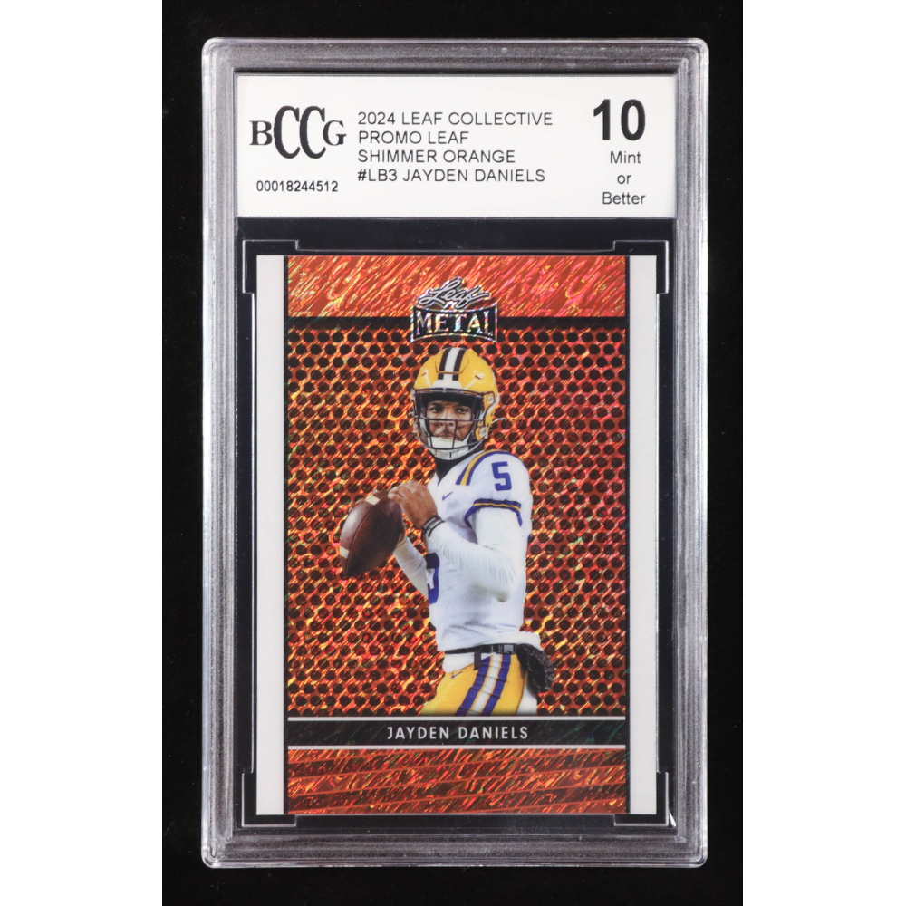 Jayden Daniels 2024 Leaf Collective Promo Leaf Shimmer Orange #LB3 RC #79/299 (BCCG 10) at PristineAuction.com