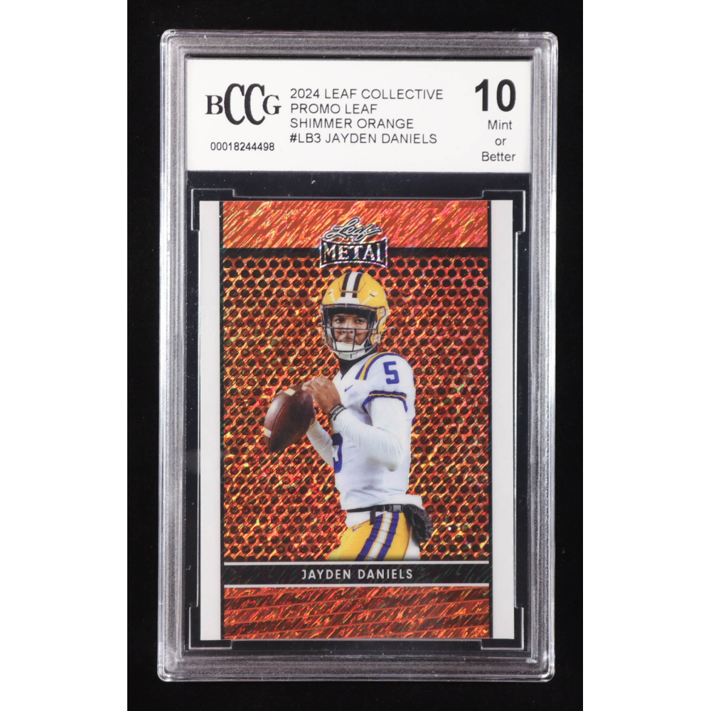 Jayden Daniels 2024 Leaf Collective Promo Leaf Shimmer Orange #LB3 RC #270/299 (BCCG 10) at PristineAuction.com