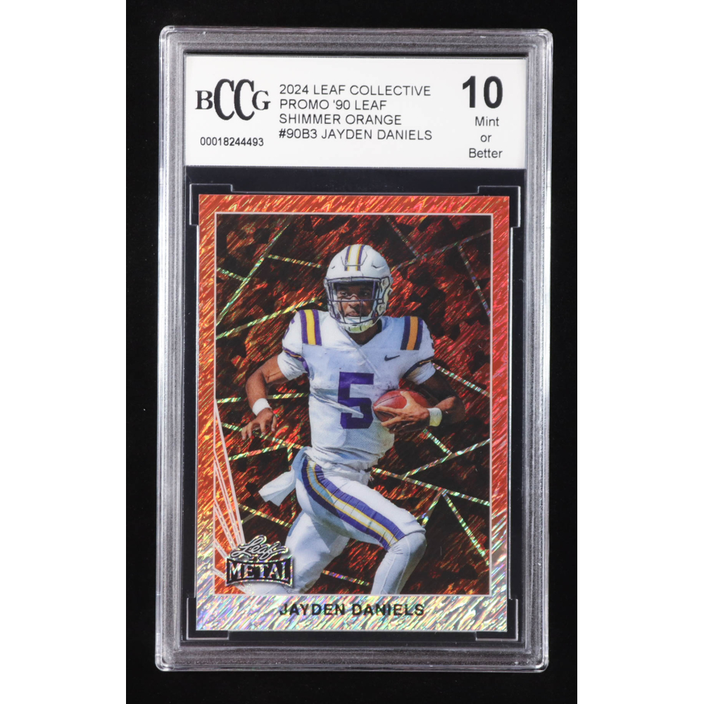 Jayden Daniels 2024 Leaf Collective Promo '90 Leaf Shimmer Orange #90B3 RC #80/299 (BCCG 10) at PristineAuction.com