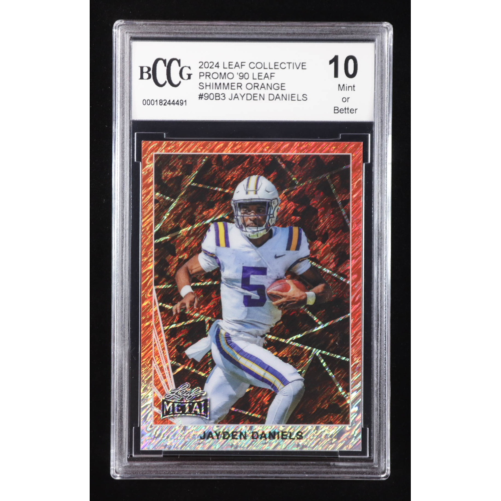 Jayden Daniels 2024 Leaf Collective Promo '90 Leaf Shimmer Orange #90B3 RC #22/299 (BCCG 10) at PristineAuction.com