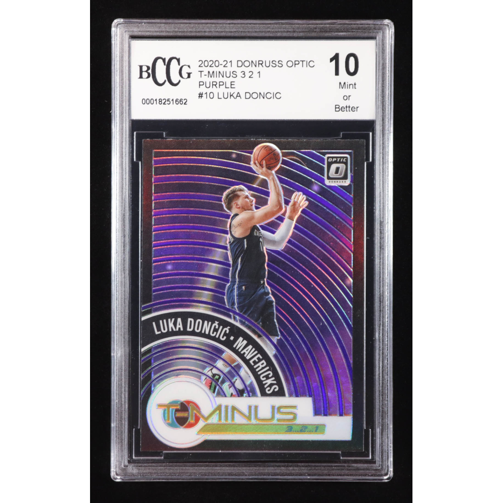 Luka Doncic 2020-21 Donruss Optic T-Minus 3 2 1 Purple #10 (BCCG 10) at PristineAuction.com