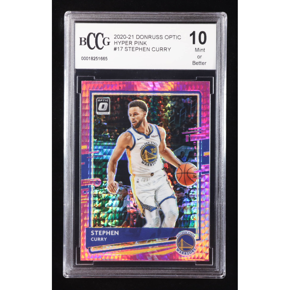 Stephen Curry 2020-21 Donruss Optic Hyper Pink #17 (BCCG 10) at PristineAuction.com
