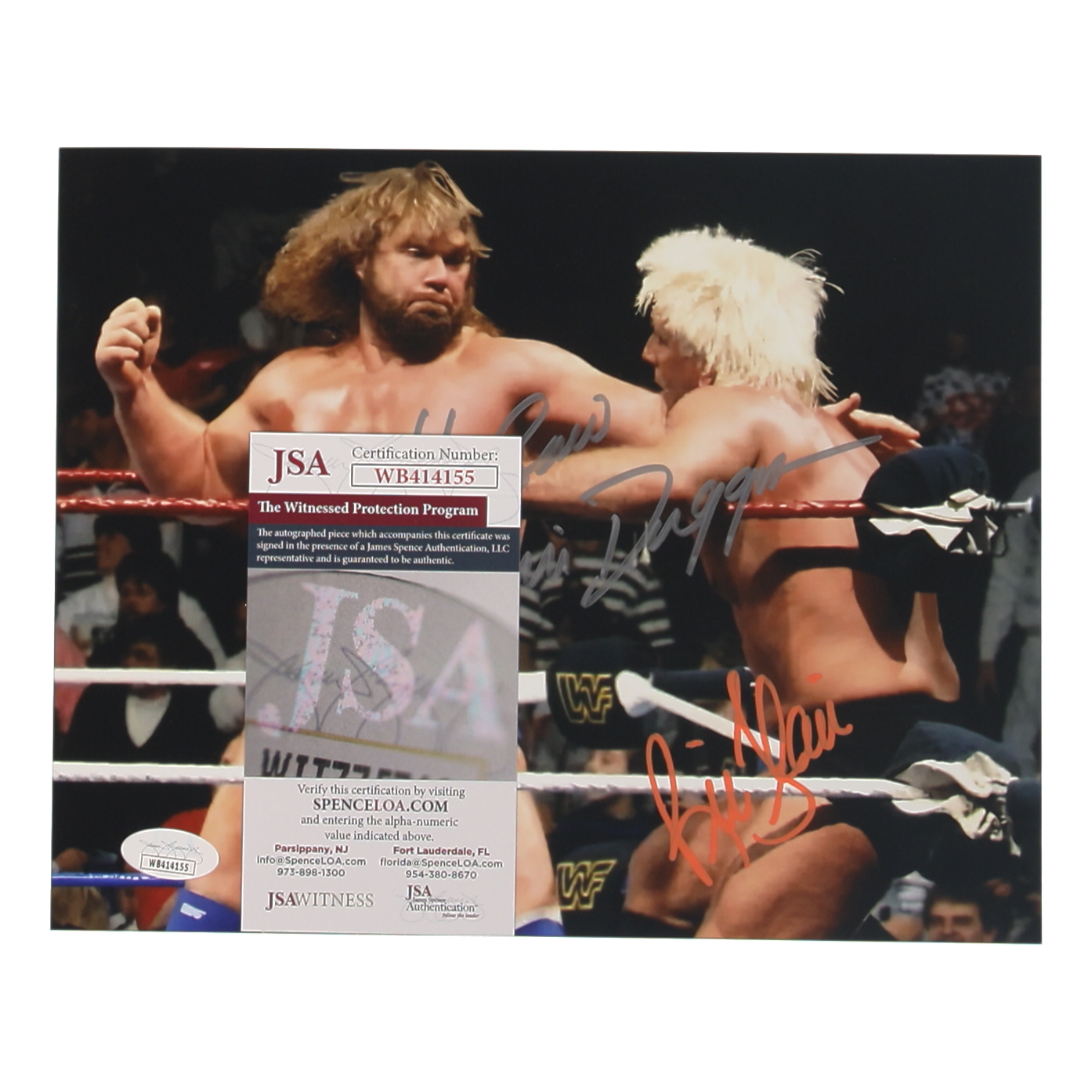 Ric Flair and "Hacksaw" Jim Duggan Signed WWE 8x10 Photo (JSA) at PristineAuction.com Ric Flair and "Hacksaw" Jim Duggan Signed WWE 8x10 Photo (JSA) at PristineAuction.com