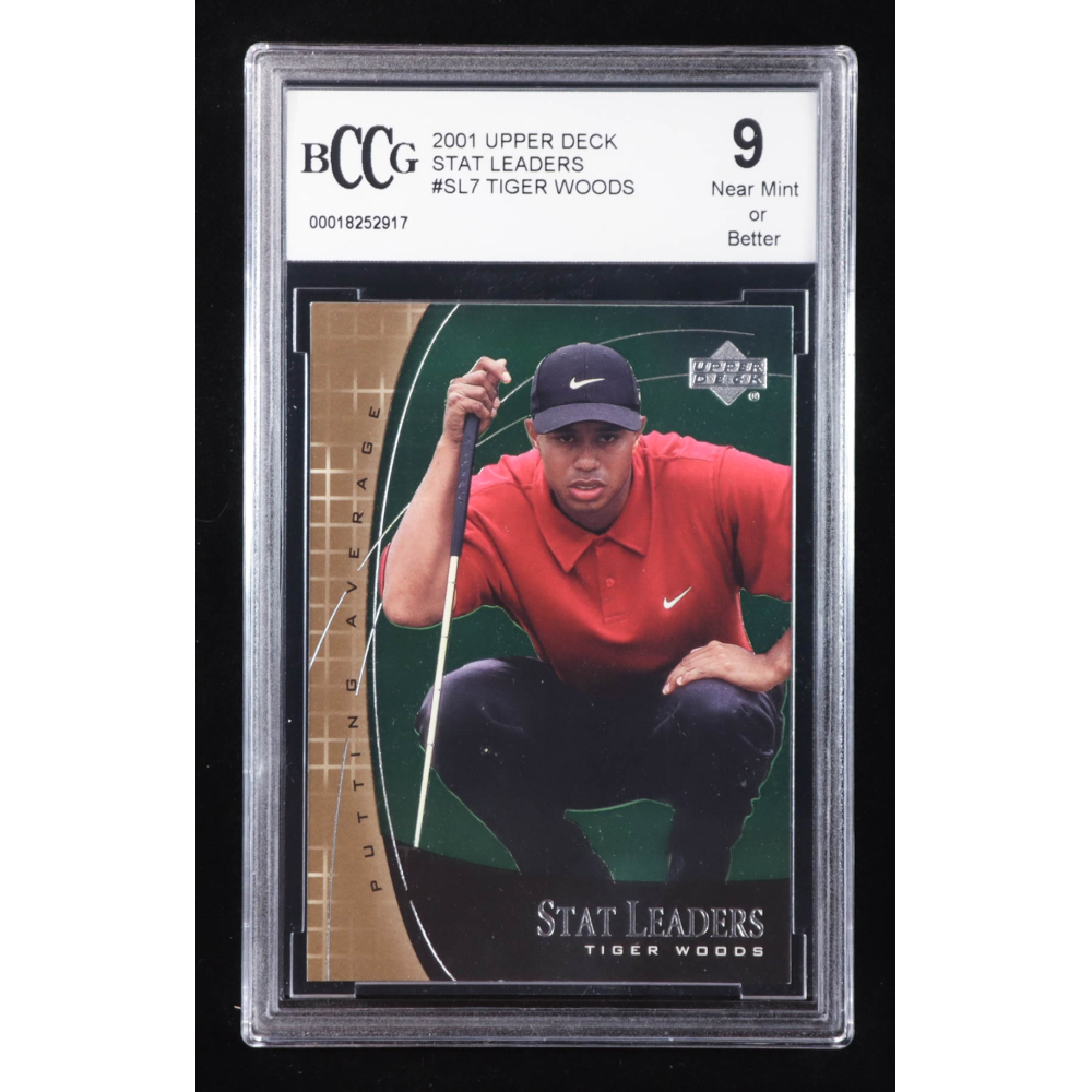 Tiger Woods 2001 Upper Deck Stat Leaders #SL7 RC (BCCG 9) at PristineAuction.com