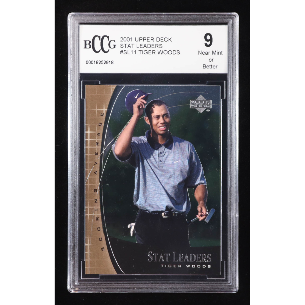 Tiger Woods 2001 Upper Deck Stat Leaders #SL11 RC (BCCG 9) at PristineAuction.com